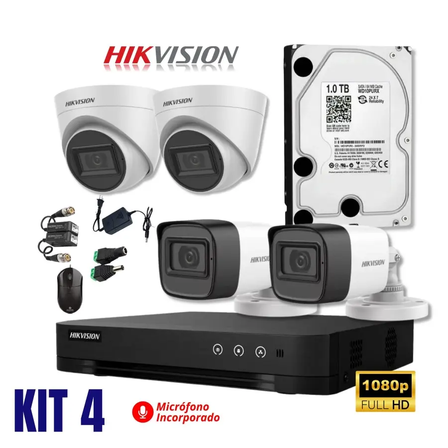 KIT DE 04 CÁMARAS FULL HD / CON AUDIO